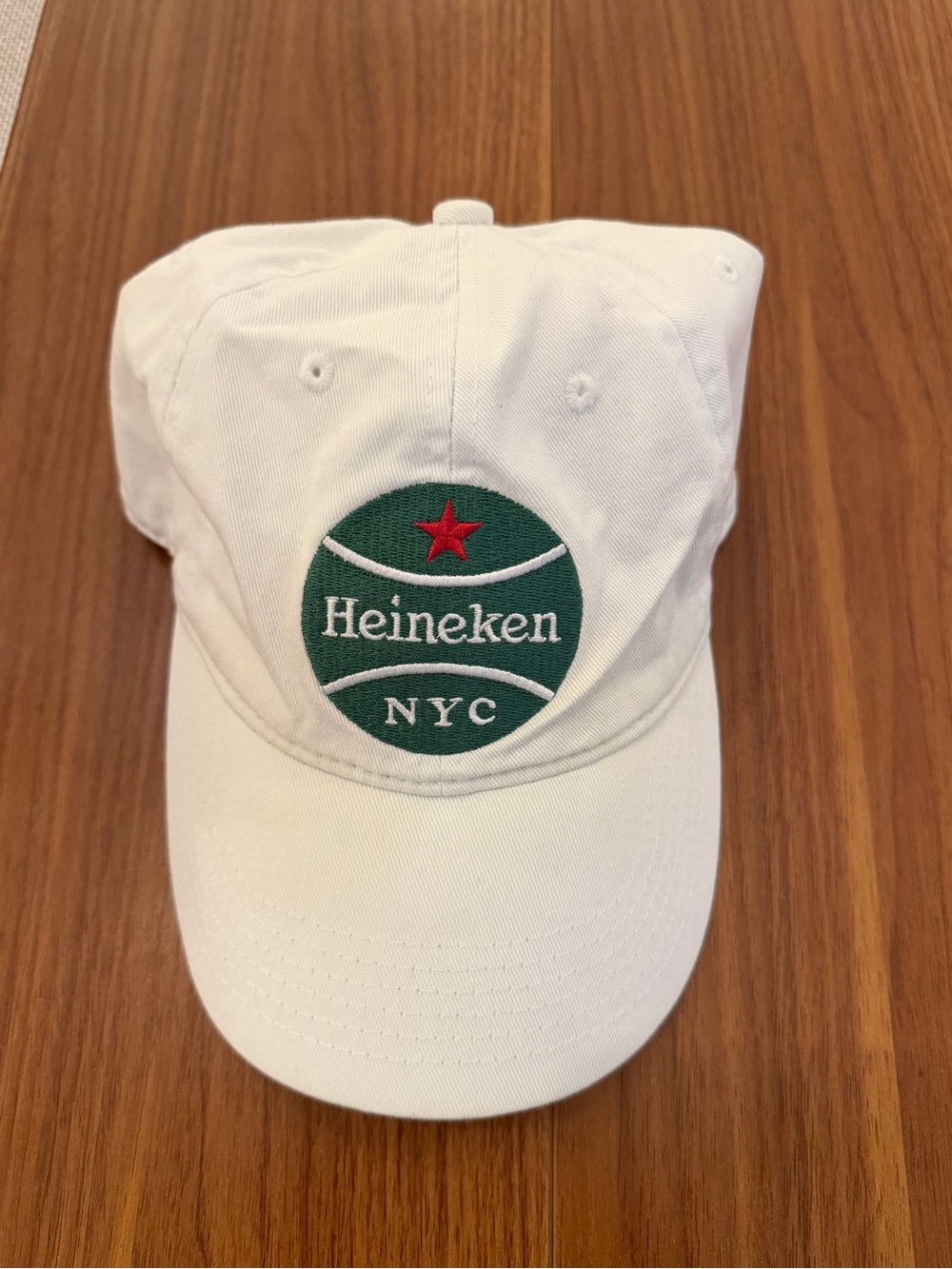Heineken NYC White Baseball Cap with Green Patch